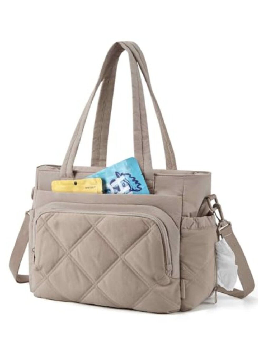 Large Insulated Lunch Bag Tote with Multi-Pockets Quilted Puffy for Work